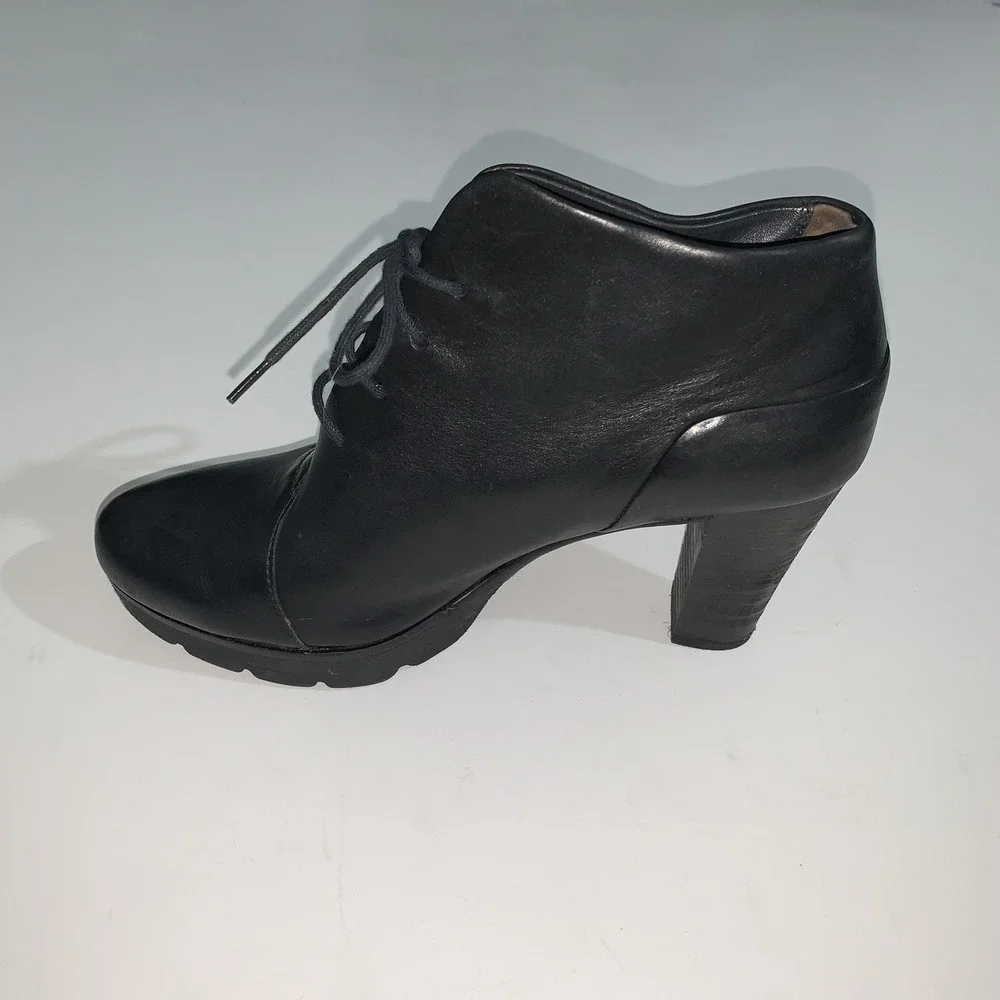 Paul Green Boots Womens UK 3.5 Black Leather Ankle Block Heel Booties US 6